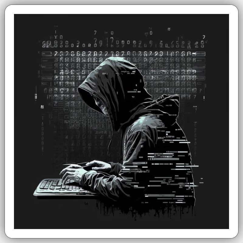 Pc Nutzer / Hacker / Gamer - Sticker Größe S (10 x 10 cm) - Mattweiß