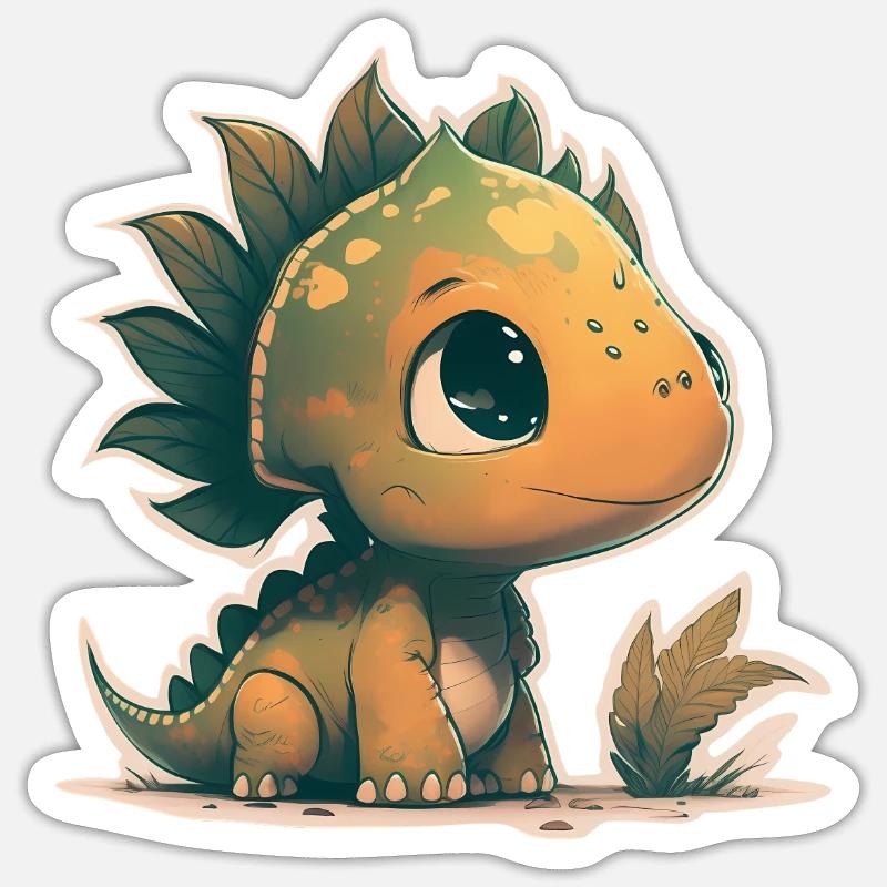 Petit mais courageux bébé Dino - Sticker taille S (10 x 10 cm) - blanc mat