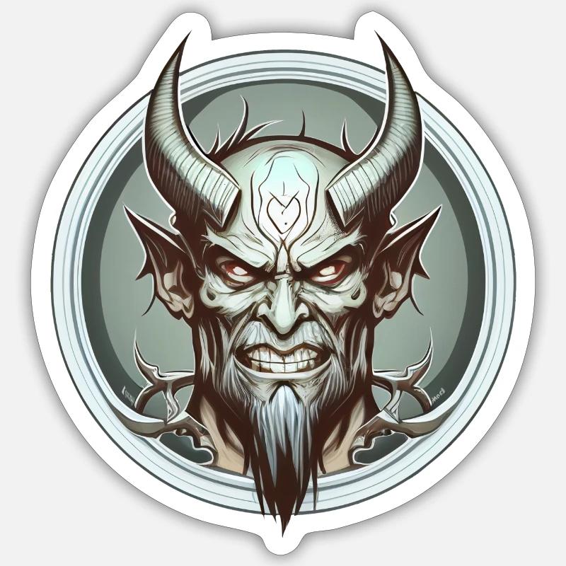 Horned Devil - Sticker size S (10 x 10 cm) - white matte