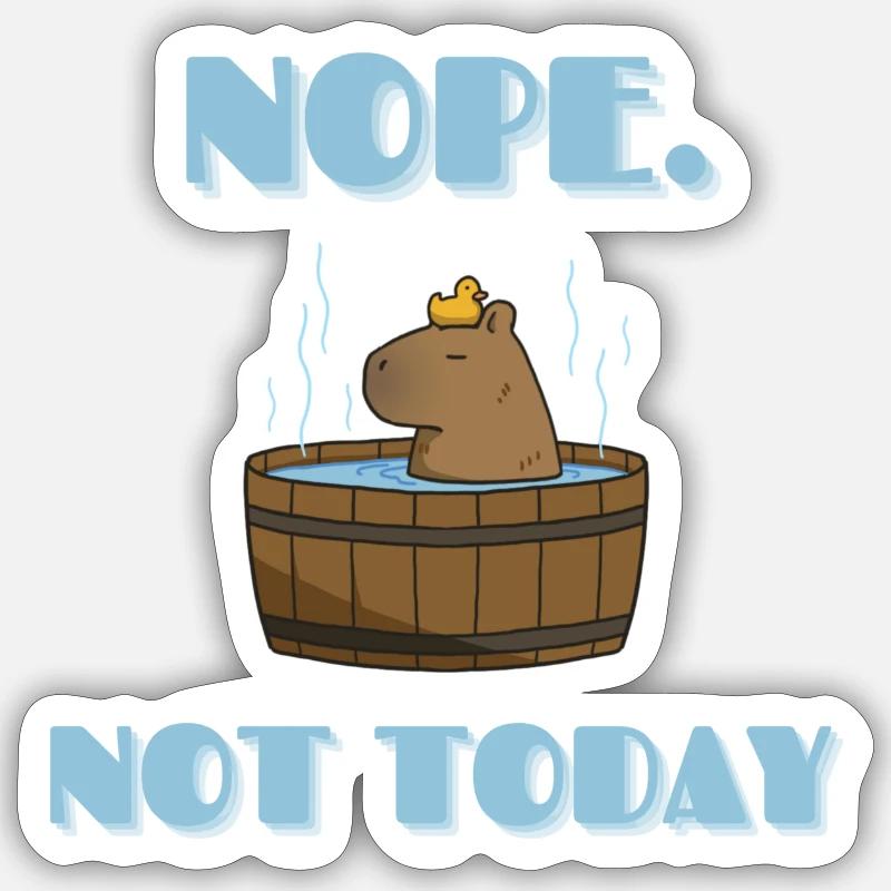 CAPYBARA not today - Sticker taille S (10 x 10 cm) - blanc mat