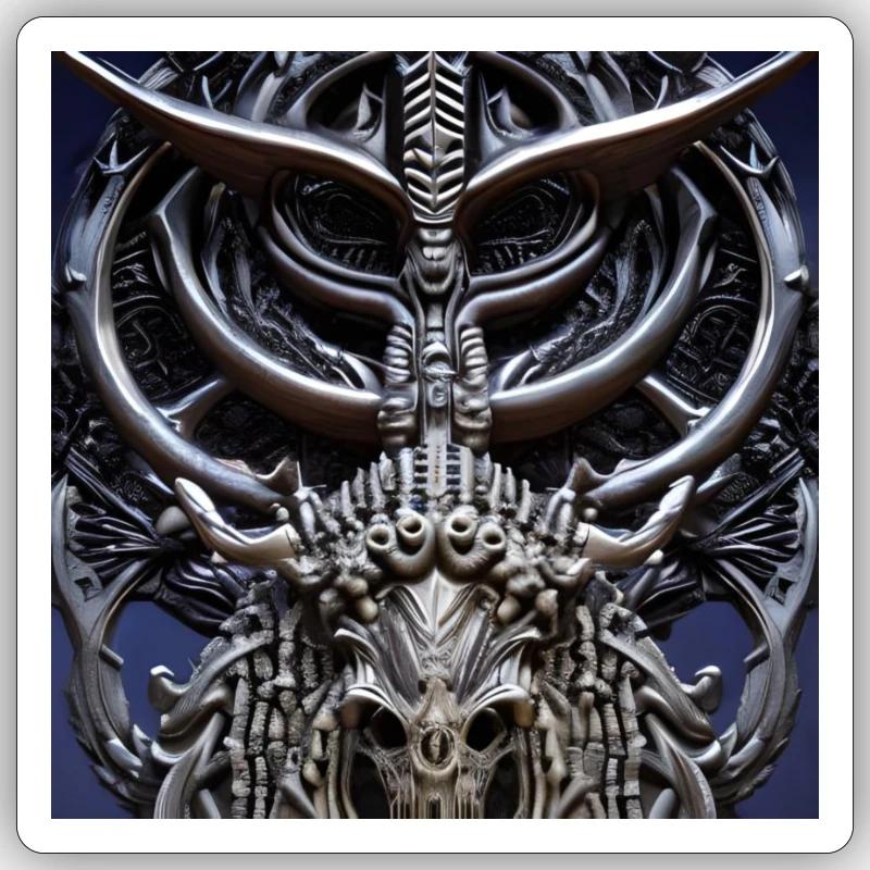 Minotaurus_Giger-style - Sticker size S (10 x 10 cm) - white matte