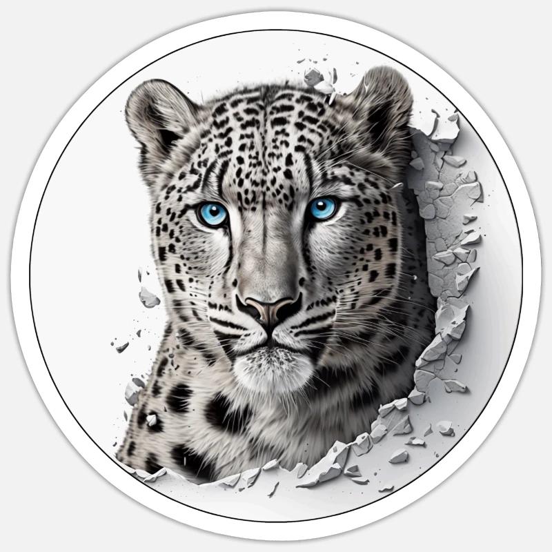 An endangered snow leopard - Sticker size S (10 x 10 cm) - white matte