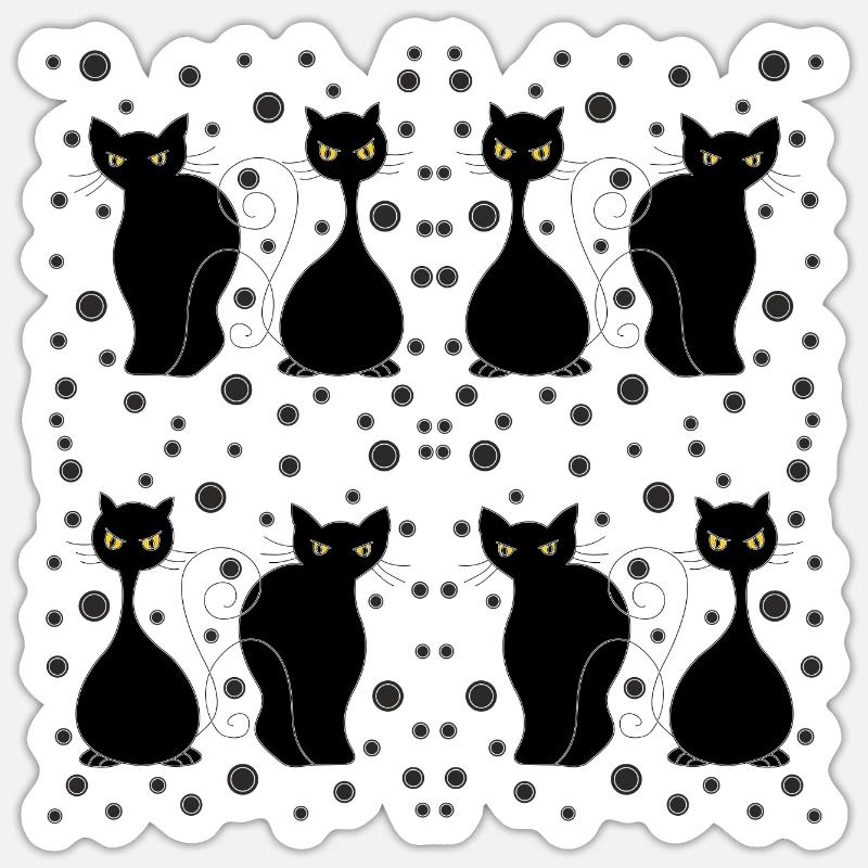 Chats - Sticker taille S (10 x 10 cm) - blanc mat