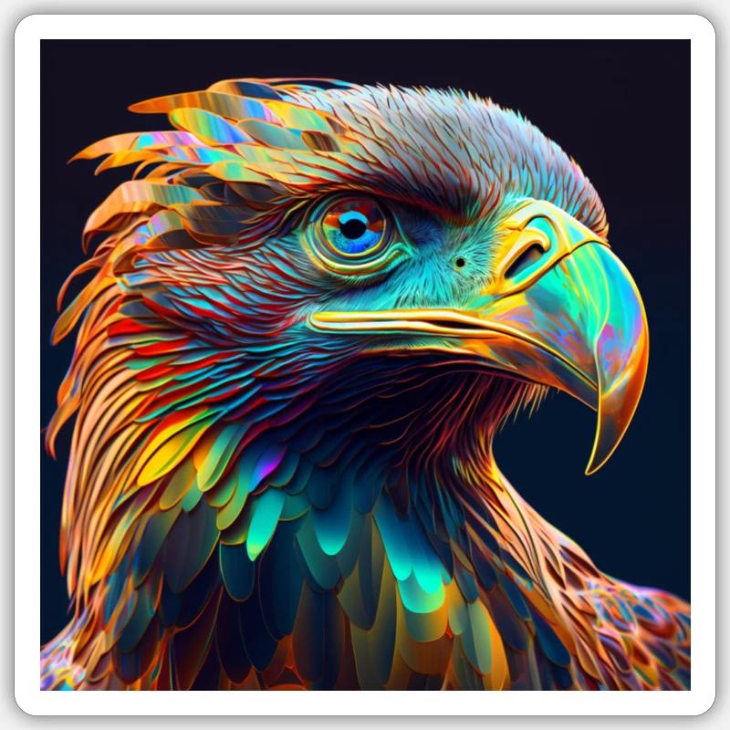 Coloured eagle, unique design, - Sticker size S (10 x 10 cm) - white matte