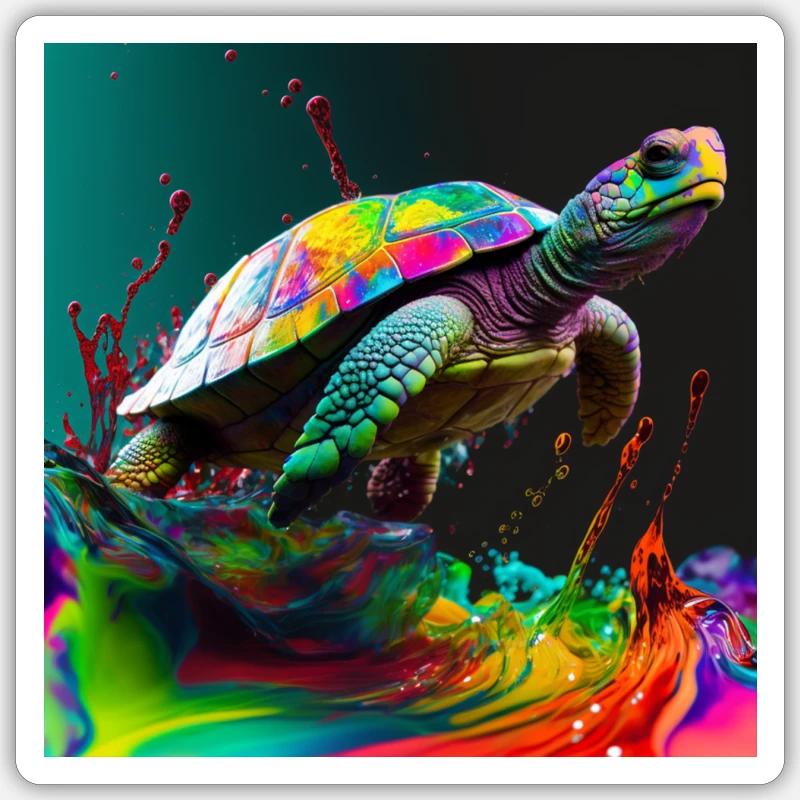 Colored turtle, unique design Sticker size S (10 x 10 cm)
