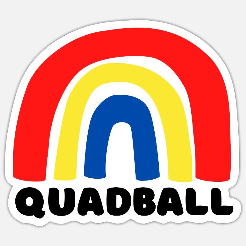 Quadball Regenbogen - Sticker Größe S (10 x 10 cm) - Mattweiß