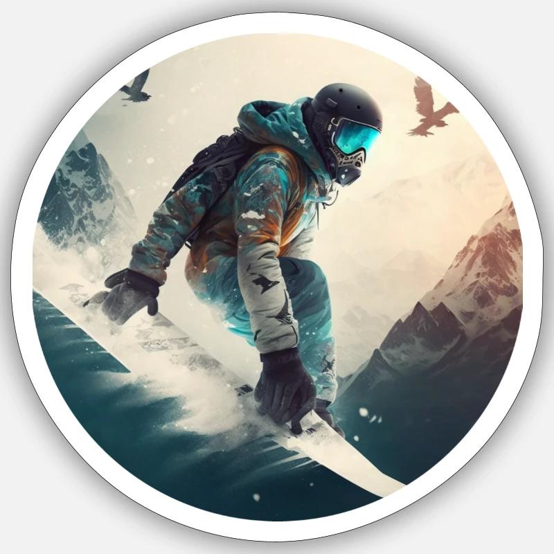 Snowboarding adventures Sticker Größe S (10 x 10 cm)