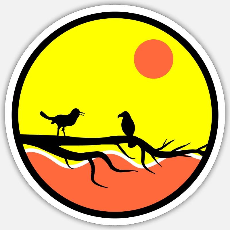 Oiseaux - Sticker taille S (10 x 10 cm) - blanc mat