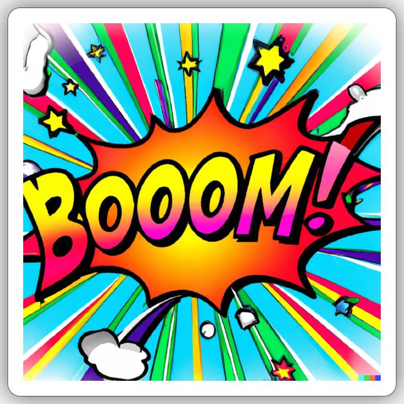 regenbogenstrahl comic style mit kaboom Sticker Größe S (10 x 10 cm)