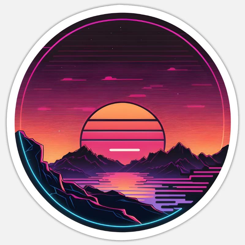 Synthwave Sunset Sticker Größe S (10 x 10 cm)