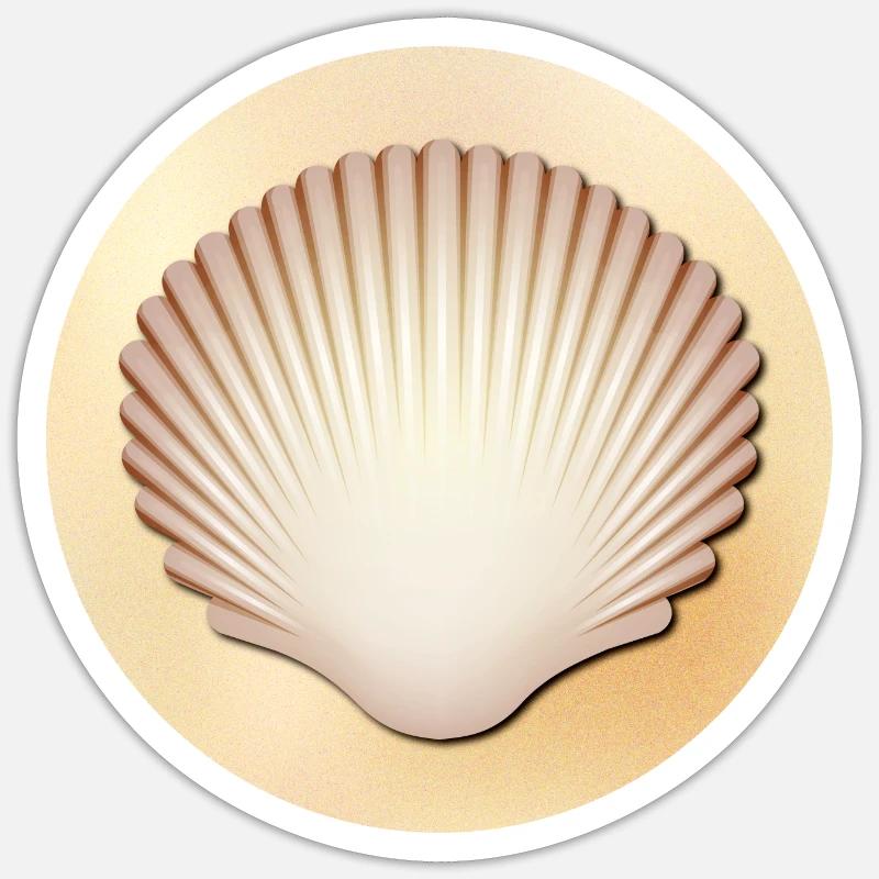 Shell (sand, round) - Sticker size S (10 x 10 cm) - white matte