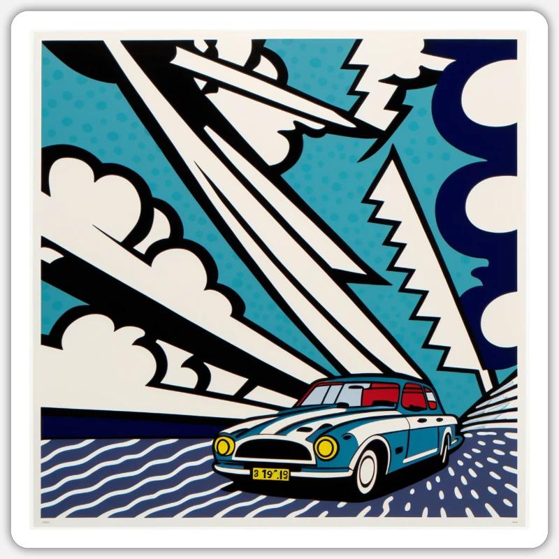 Comic Style Cadillac Gift - Sticker size S (10 x 10 cm) - white matte