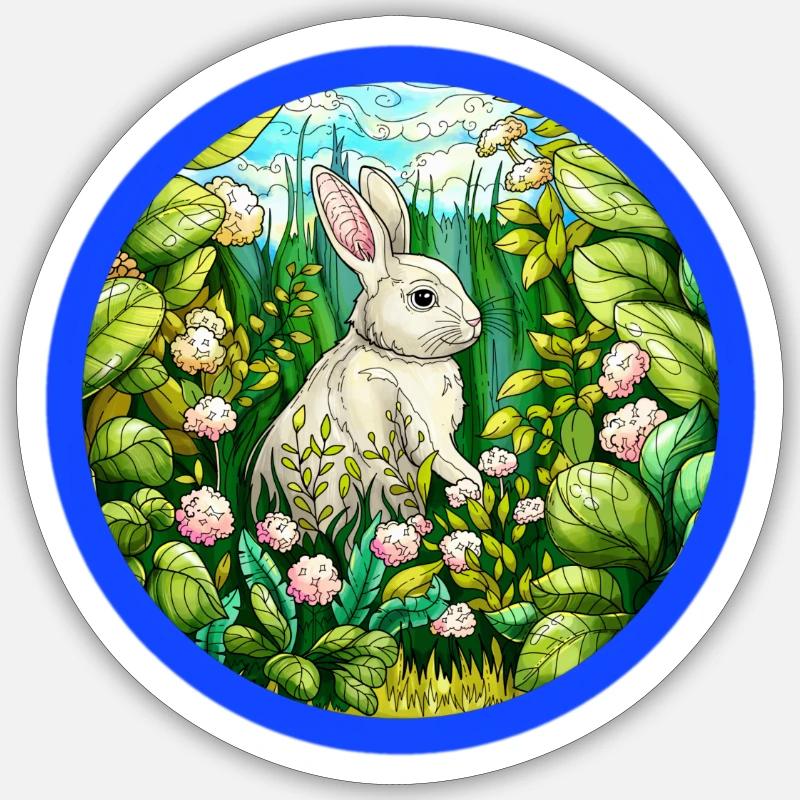 Hase mit Blümchen Sticker Größe S (10 x 10 cm)