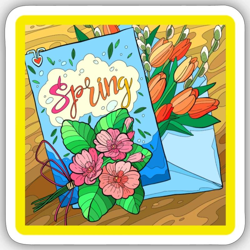Spring - Sticker Größe S (10 x 10 cm) - Mattweiß