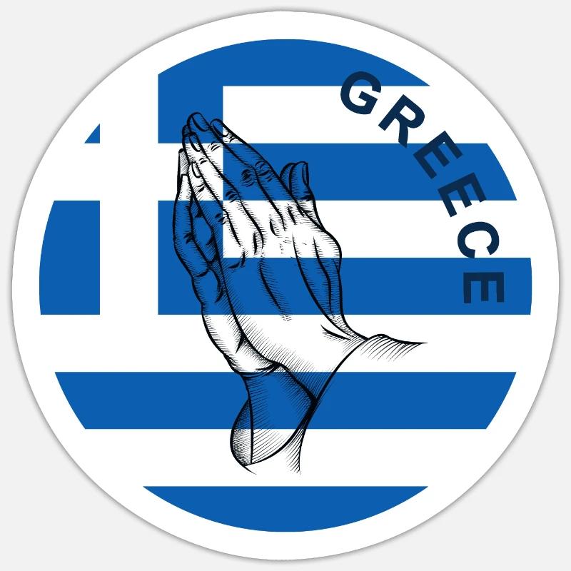Drapeau grec - Sticker taille S (10 x 10 cm) - blanc mat