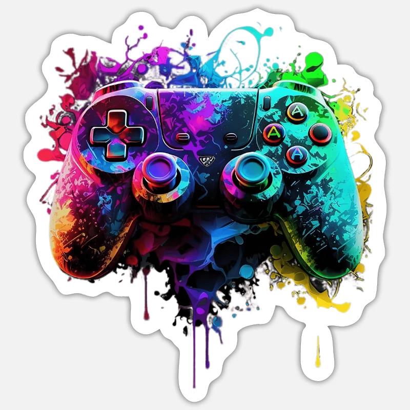 Neon Gaming Controller / Kontroller Sticker Größe S (10 x 10 cm)