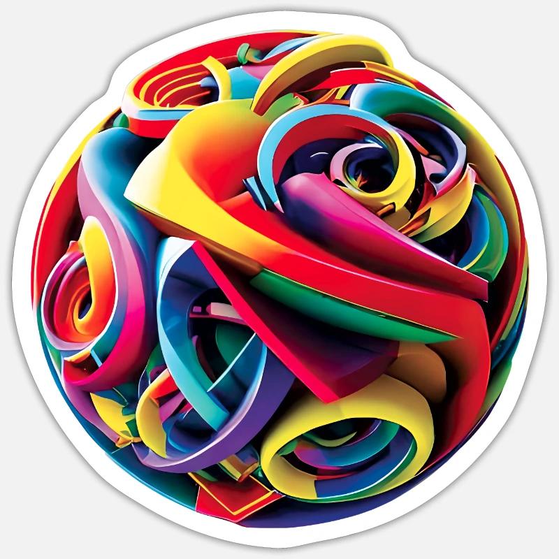 Abstrakte 3D-Graffiti-Farben - Sticker Größe S (10 x 10 cm) - Mattweiß
