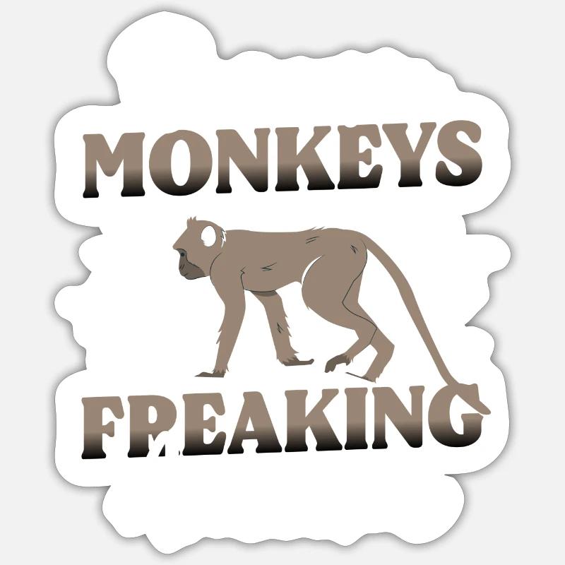 Singe singe singe idiot - Sticker taille S (10 x 10 cm) - blanc mat