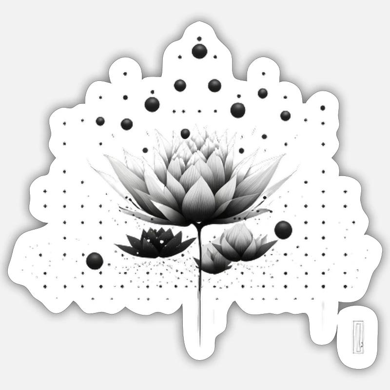 Conception de la nébuleuse du lotus en noir et blanc - Sticker taille S (10 x 10 cm) - blanc mat