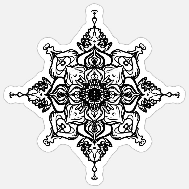 Mandala Snowflake Pattern Geometric - Sticker size S (10 x 10 cm) - white matte