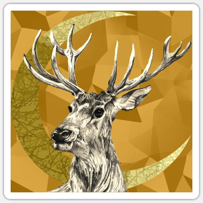 Cerf - Sticker taille S (10 x 10 cm) - blanc mat