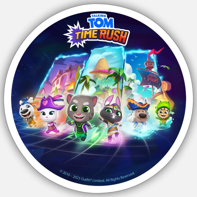 Talking Tom Time Rush Game Through The Magic Gate - Sticker size S (10 x 10 cm) - white matte
