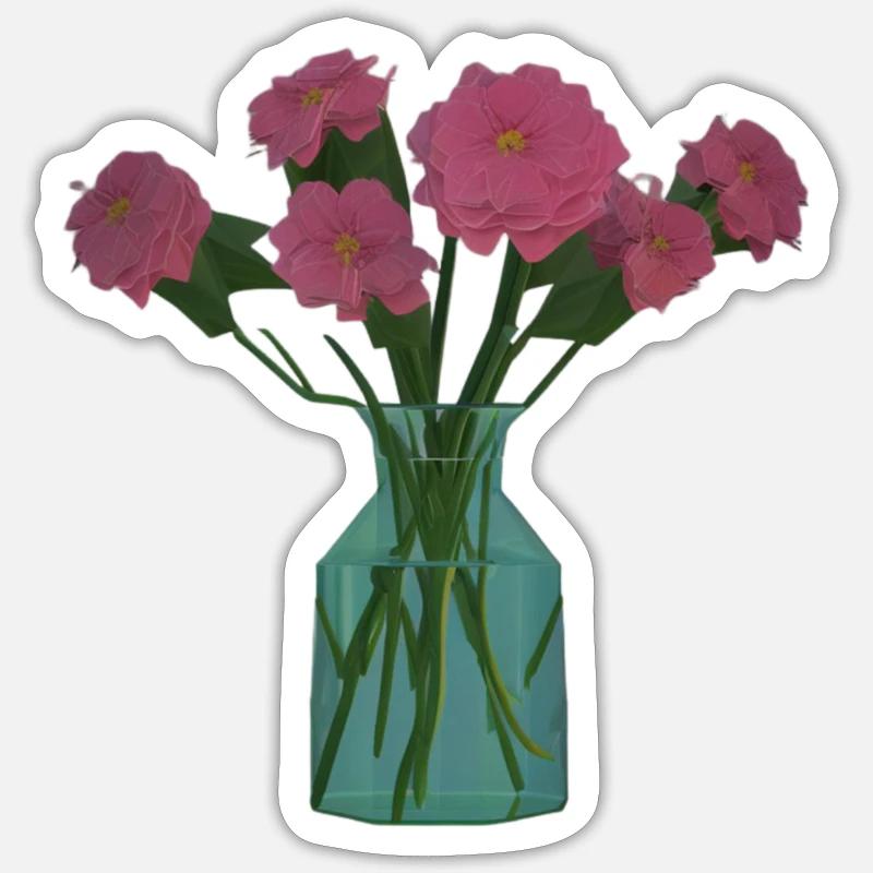 Fleurs en vase - Sticker taille S (10 x 10 cm) - blanc mat