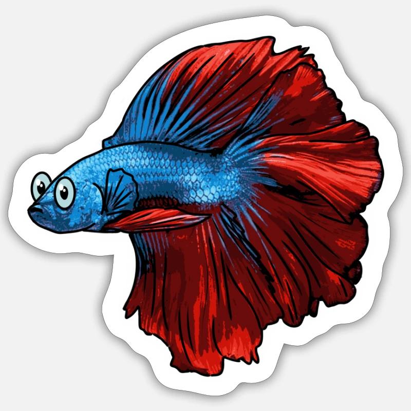 Combattant (Betta splendens) - Sticker taille S (10 x 10 cm) - blanc mat