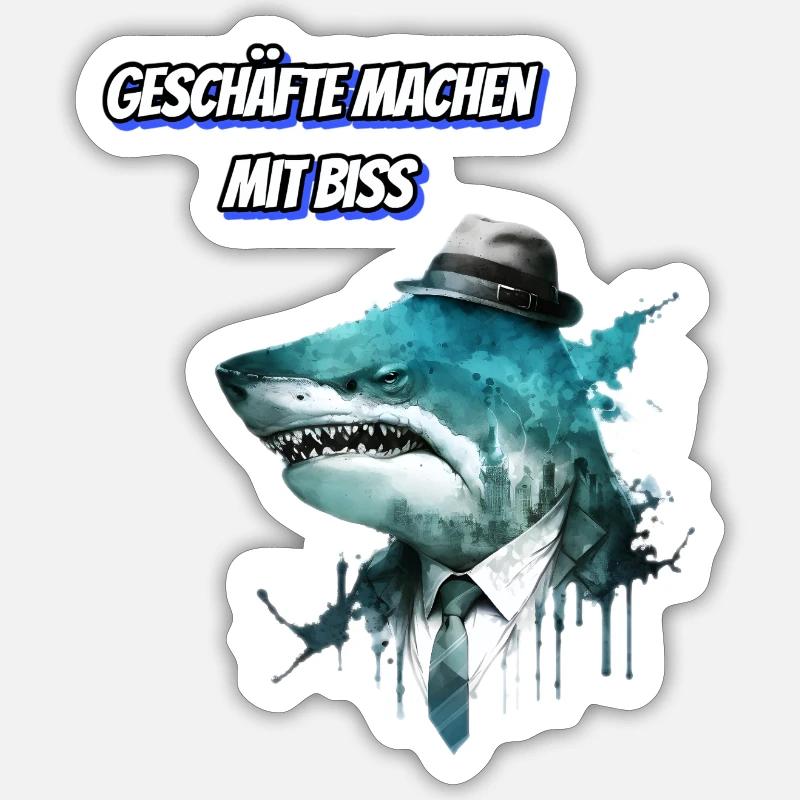 Geschäfte machen mit Biss-Einfach tierisch! - Sticker Größe S (10 x 10 cm) - Mattweiß