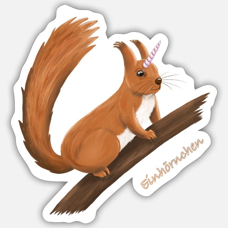 Einhörnchen - Sticker Größe S (10 x 10 cm) - Mattweiß
