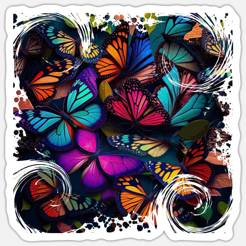Chaque papillon est unique - Sticker taille S (10 x 10 cm) - blanc mat