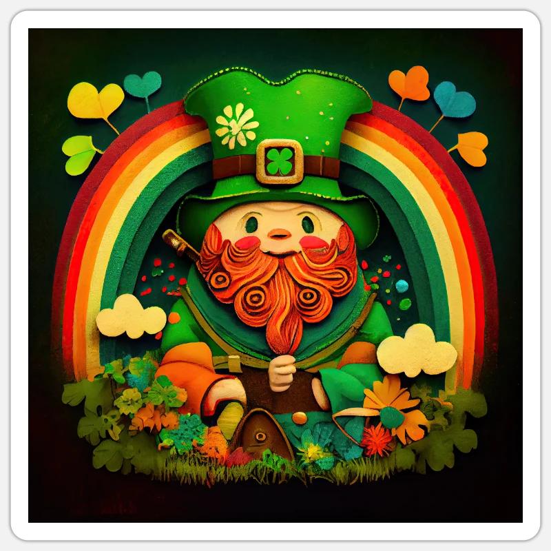 Fête de la Saint-Patrick - Sticker taille S (10 x 10 cm) - blanc mat