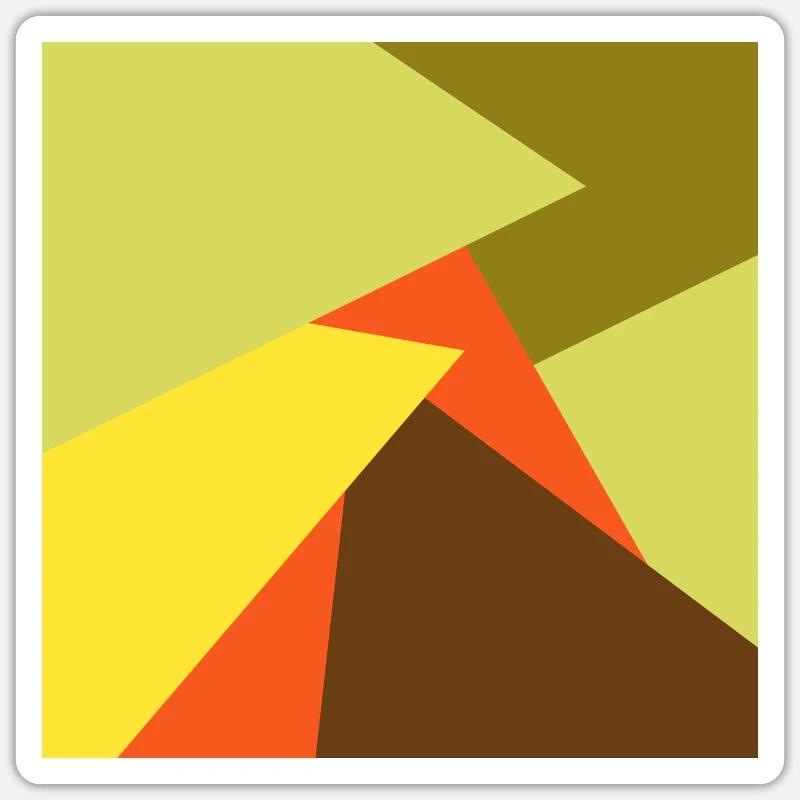 brun vert rouge jaune abstrait - Sticker taille S (10 x 10 cm) - blanc mat