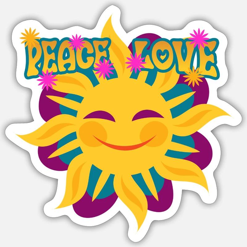 Hippie - Sticker Größe S (10 x 10 cm) - Mattweiß