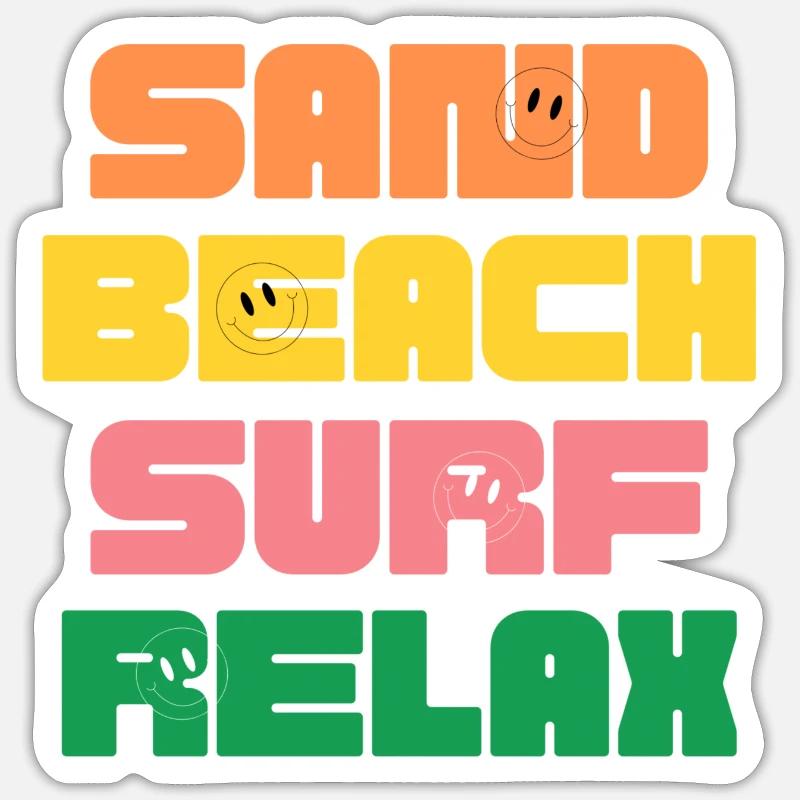 Sand Beach Surf Relax Sticker taille S (10 x 10 cm)