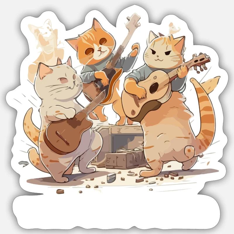 Die Katzenband - Sticker Größe S (10 x 10 cm) - Mattweiß