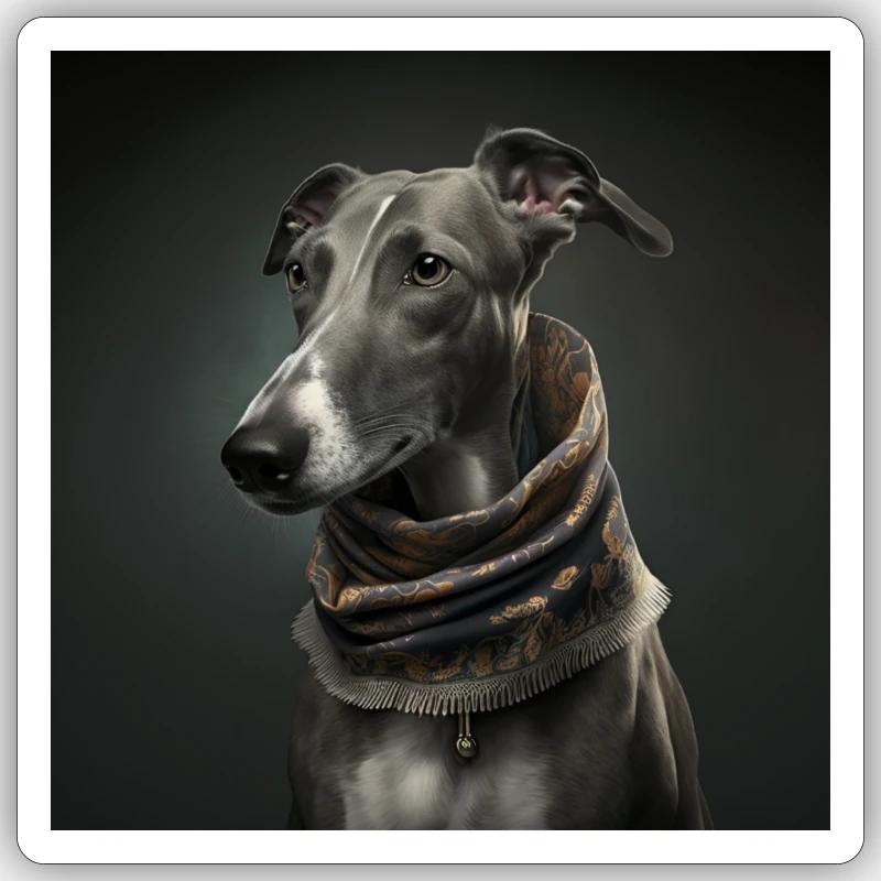 Windhund, Design 2 - Sticker Größe S (10 x 10 cm) - Mattweiß