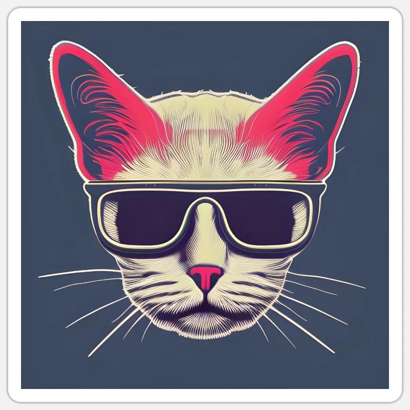 Coole Katze mit Sonnenbrille Sticker Größe S (10 x 10 cm)