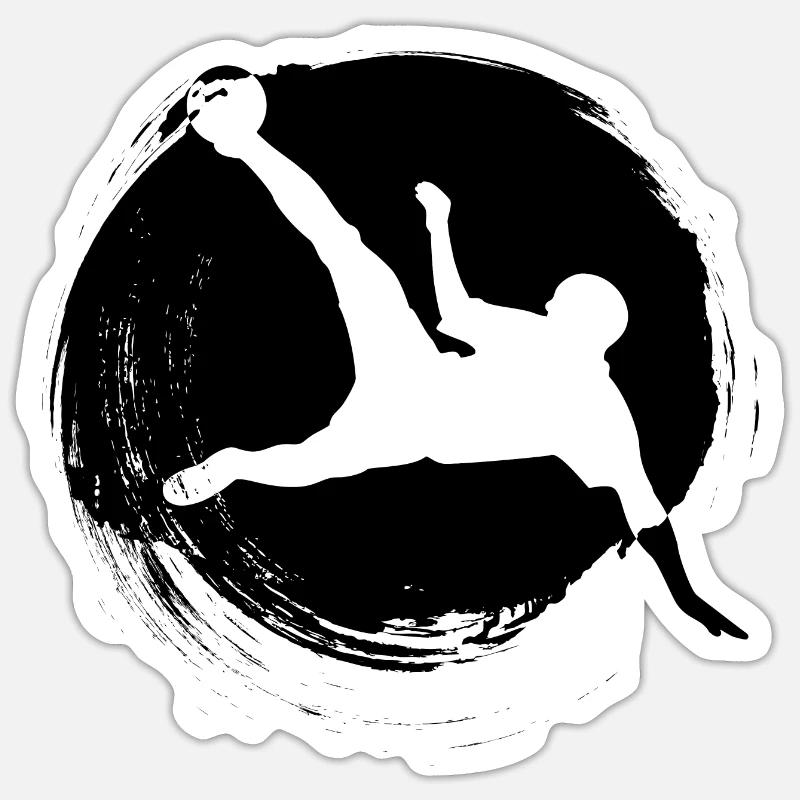 Soccer Scissor Man Noir - Sticker taille S (10 x 10 cm) - blanc mat