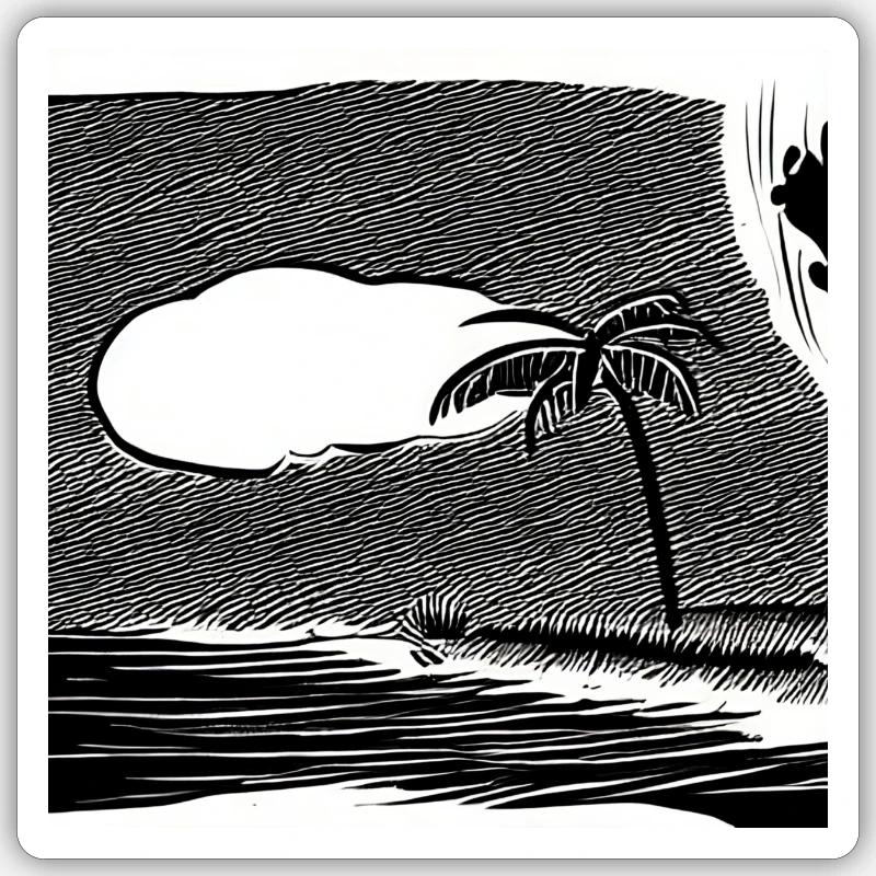 Einsamer Strand mit einer Wolke - Sticker Größe S (10 x 10 cm) - Mattweiß