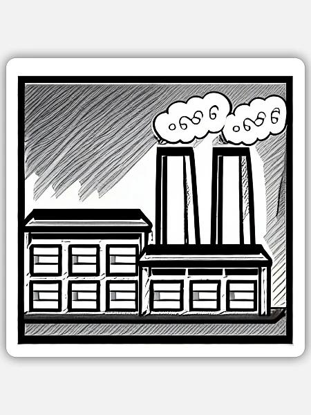 Fabrik mit Rauch - Sticker Größe S (10 x 10 cm) - Mattweiß