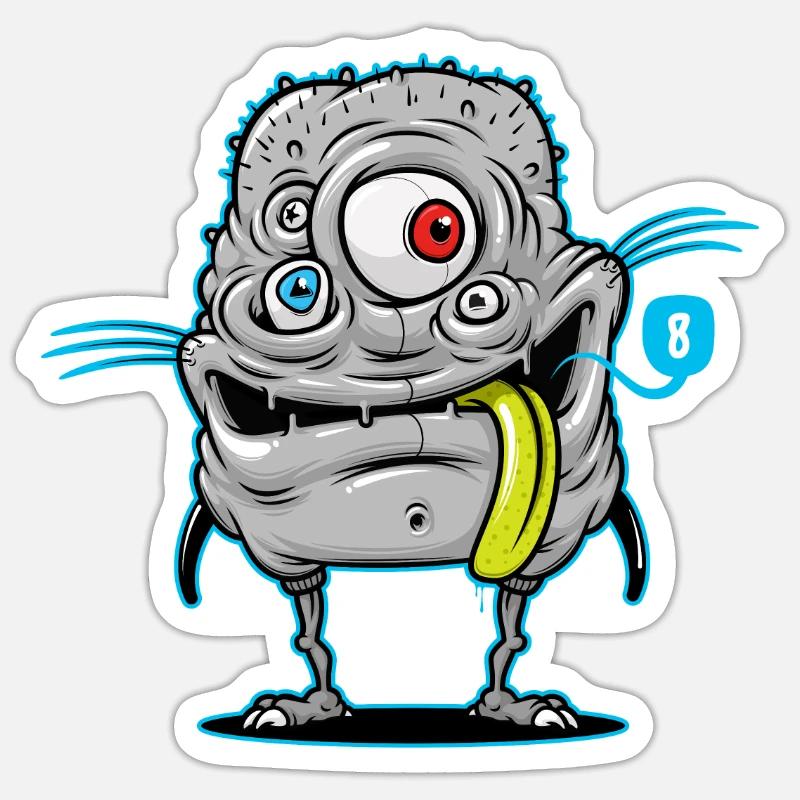 Freak Monster Troll colloured 2021 - Sticker taille S (10 x 10 cm) - blanc mat