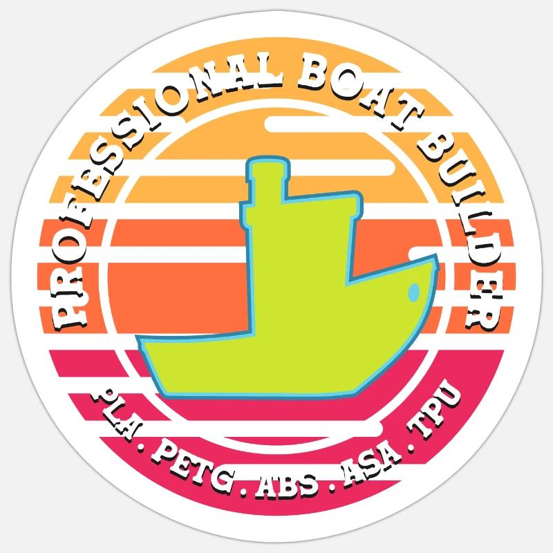 Benchy Constructeur de bateaux professionnel - Sticker taille S (10 x 10 cm) - blanc mat