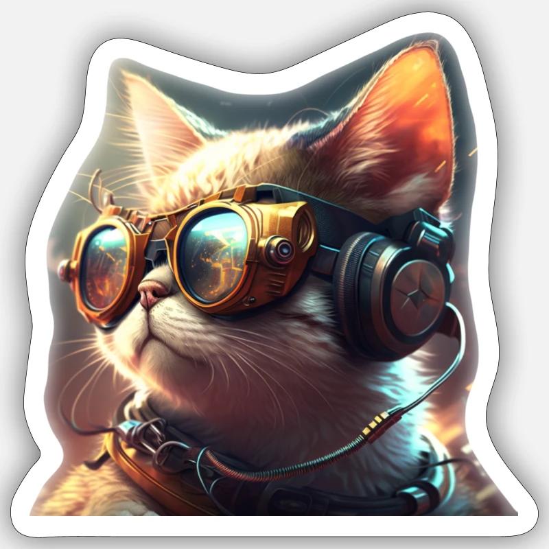Chat de jeu - Sticker taille S (10 x 10 cm) - blanc mat