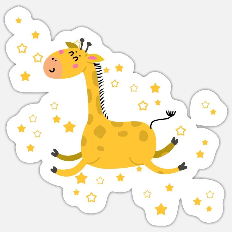 Giraffe mit Sternen | Modern | Boho-Style Kinder Sticker Größe S (10 x 10 cm)
