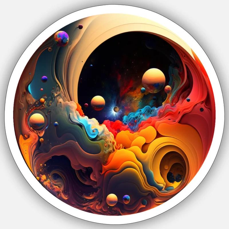 Univers 3D - Sticker taille S (10 x 10 cm) - blanc mat