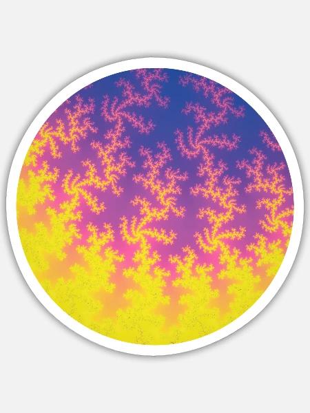 002 rund gelbpinkblau - Sticker Größe S (10 x 10 cm) - Mattweiß