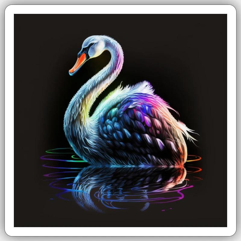 SWAN WITH ITS REFLECTION - Sticker size S (10 x 10 cm) - white matte