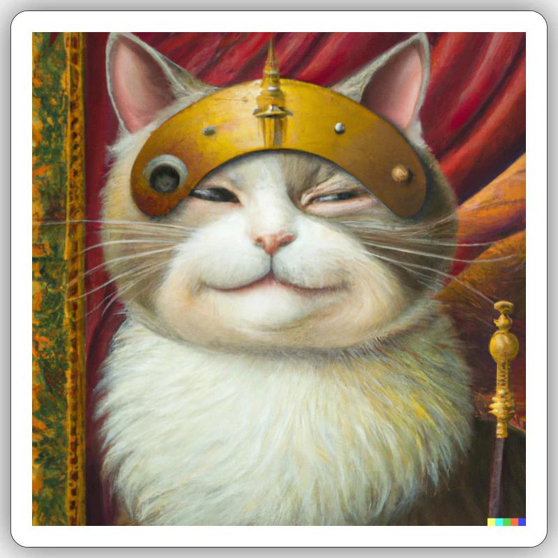Chat aveugle 15 - Sticker taille S (10 x 10 cm) - blanc mat