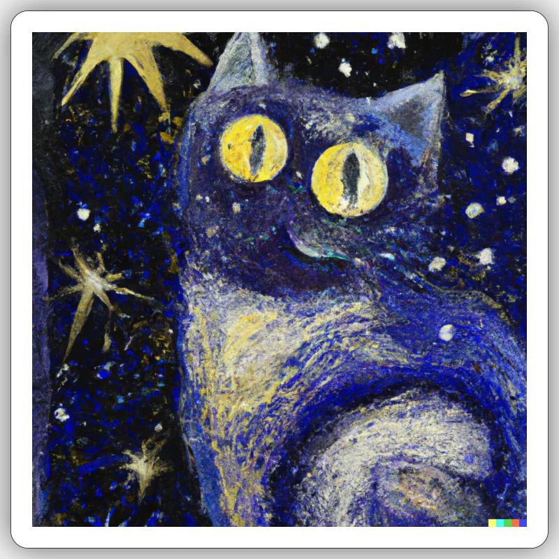 Chat aveugle 24 - Sticker taille S (10 x 10 cm) - blanc mat